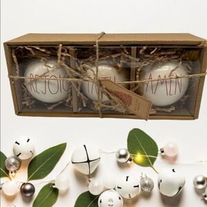 Rae Dunn REJOICE FAITH AMEN Glass Ornaments